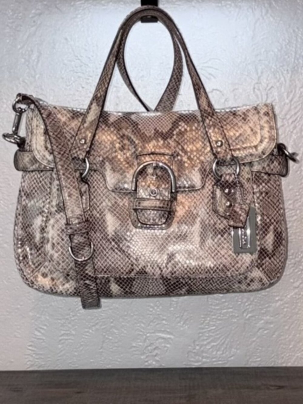 Coach Campbell Exotic Leather Snakeskin Embossed Crossbody Satchel F27895 NWOT